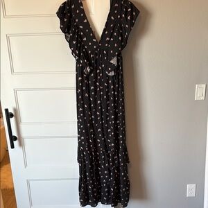 Forever 21 Black & Pink Floral Maxi Dress